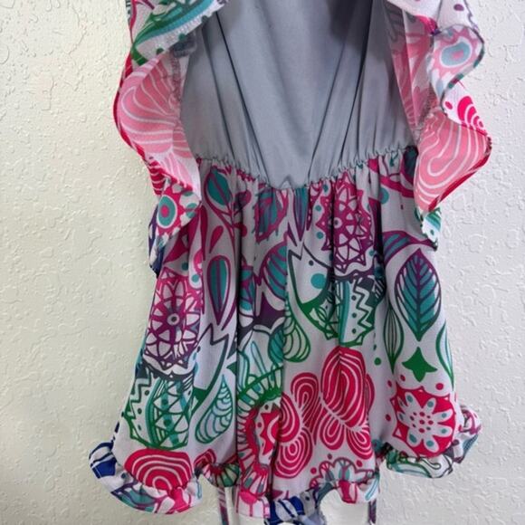 Judith March Tank Top Shorts Set Ruffle  Floral Print Lounge wear Small Romper - Picture 5 of 7